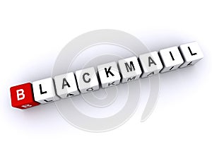 blackmail word block on white