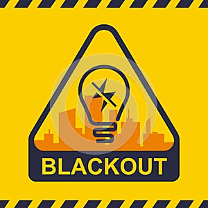 Blackout icon on a city background. power outage.