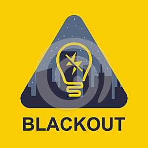 Blackout icon on a yellow background. power outage in a big city.