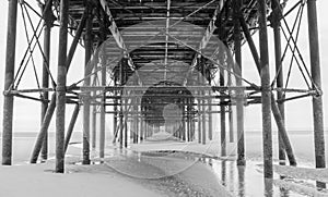 Blackpool pleasure beach black and white