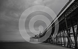 Blackpool pleasure beach black and white