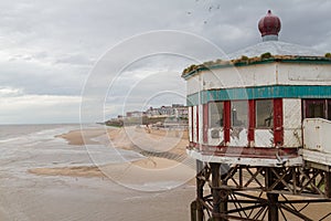Blackpool Seaside and section of the North Pier Lancashire, UK,