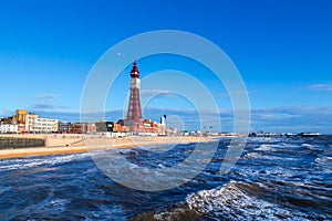 Blackpool Tower, from the North Pier, Lancashire, England, UK photo