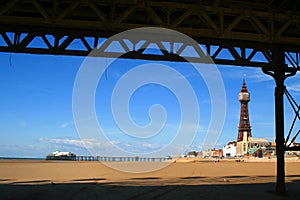 Blackpool Tower from under Central Pier