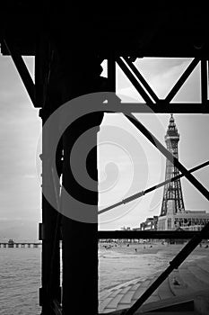 Blackpool Tower view from under a pier
