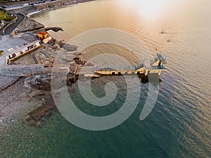 Blackrock public diving board. Calm atmosphere. Aerial view.