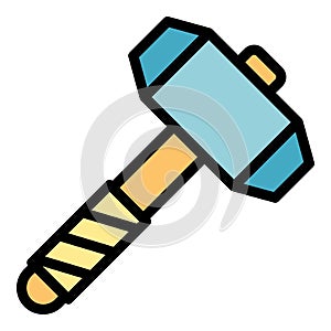 Blacksmith big hammer icon color outline vector