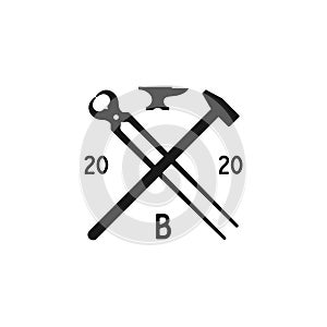 Blacksmith / Forge / Foundry with crossed hammer and pliers logo design