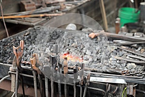 Balcksmith forge with tools