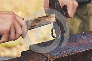 blacksmith forged iron traditional hammer beating