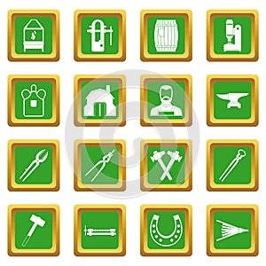 Blacksmith icons set green photo