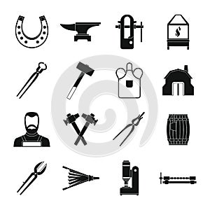 Blacksmith icons set, simple style photo