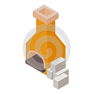 Blacksmith oven icon, isometric style