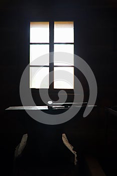 Blacksmith`s hammer on the anvil