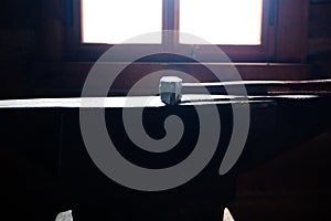 Blacksmith`s hammer on the anvil