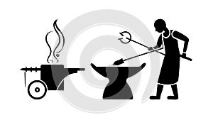 Blacksmith Silhouette Working Forge Anvil, vector design Generative AI