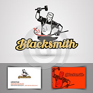Blacksmith vector logo. smithy, farrier, forge icon