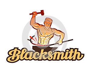 Blacksmith vector logo. smithy, industry icon photo