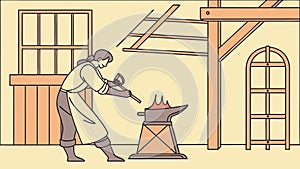 Blacksmith working in a rustic workshop, showcasing traditional metalcraft, vector design Generative AI