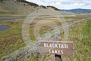 Blacktail Lakes Sign in Yellowstone National Park in Wyoming