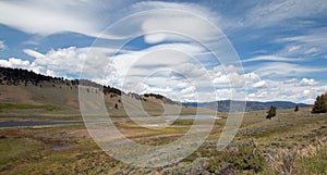 Blacktail Lakes under cirrus lenticular cloudscape in Yellowstone National Park