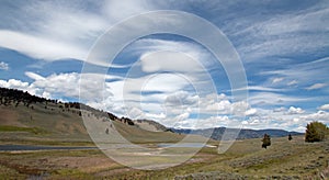 Blacktail Lakes under cirrus lenticular cloudscape in Yellowstone National Park