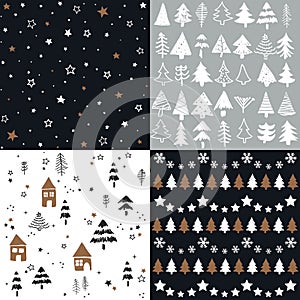 Christmas pattern set and vector illustration