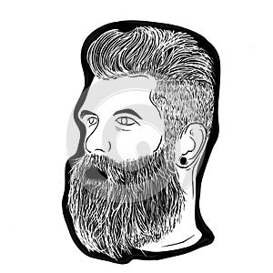 blackwhite beard man design