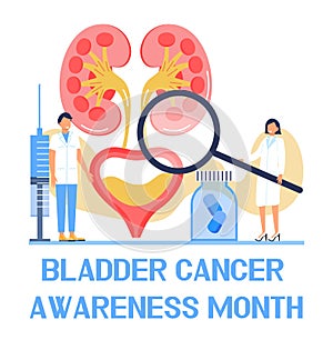 Bladder cancer awareness month concept vector. Event celebrated in May. Info-graphic of pyelonephritis, diseases. Kidneys,