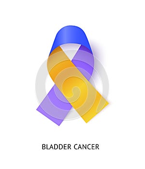 Bladder cancer awareness ribbon vector realistic illustration