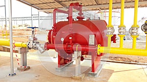 Bladder tank of fire fighting foam system, industrial plant.