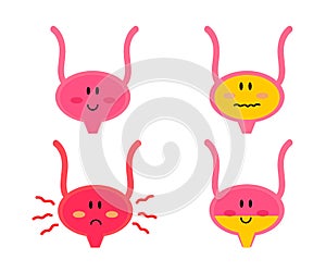 Bladder on a white background. Cystitis. Symbol.