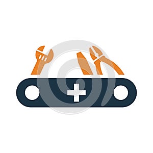 Blade, equipment, solution, Swiss knife, tool, tools, utility icon. Editable vector graphics.