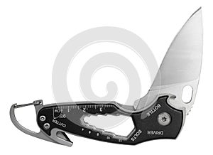 Blade partically open on a multi tool with folding knife