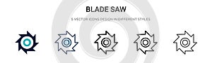 Blade saw icon in filled, thin line, outline and stroke style. Vector illustration of two colored and black blade saw vector icons