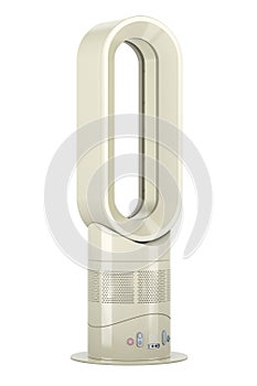 Bladeless air fan, front view. 3D rendering photo