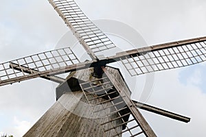 Blades of an old wooden windmill