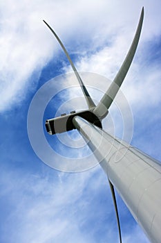 Blades of a Wind Turbine against Blue Sky
