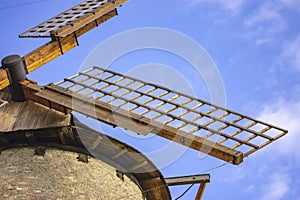 Blades and window details of old windmill