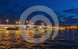 Blagoveshchensky Bridge at white night. Saint Petersburg, Russia