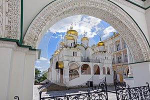 Blagoveshchensky cathedral on Sobornaya square of Moscow Kremlin, Russia photo