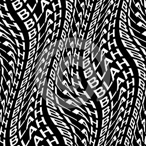 BLAH word warped, distorted, repeated, and arranged into seamless pattern background