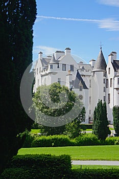 Blair Athol, Scotland: View from the gardens of the clock tower of Blair Castle