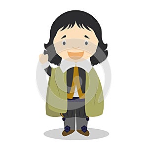 Blaise Pascal cartoon character. Vector Illustration. photo