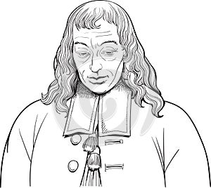 Blaise Pascal portrait, vector photo