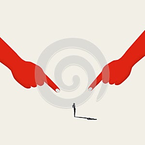 Blame and shame against woman vector concept. Symbol of discrimination, gender inequality. Minimal illustration photo