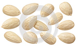 Blanched almond set isolated on white background. Package design elements