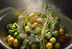Blanched vegetables. Generative AI. Illustration