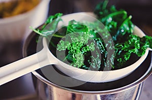 Blanching kale