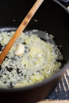 Blanching onion and garlic